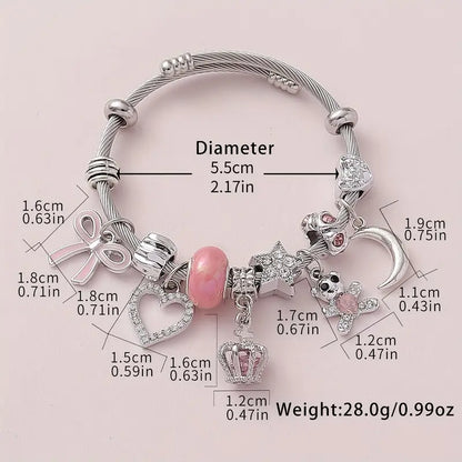 Elegant Luxury Stainless Steel Bangle With Charms