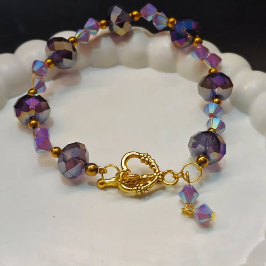 Swarovski Lilac and Purple Glass Beads Bracelet